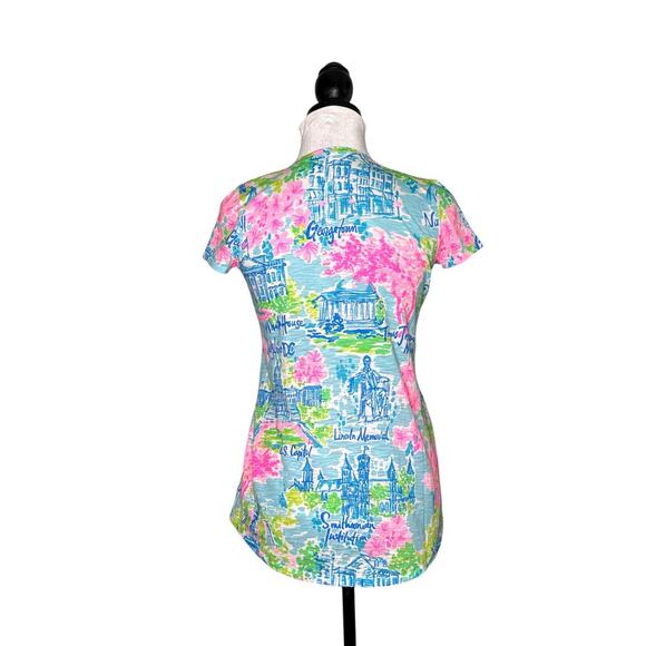 Lilly Pulitzer Etta V-Neck Tee Multi Lilly Loves DC Print Size XXS - Picture 5 of 10